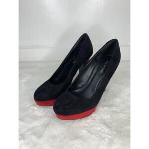 Call It Spring Black & Red Platform Heels With Tartan Accents Size 6
